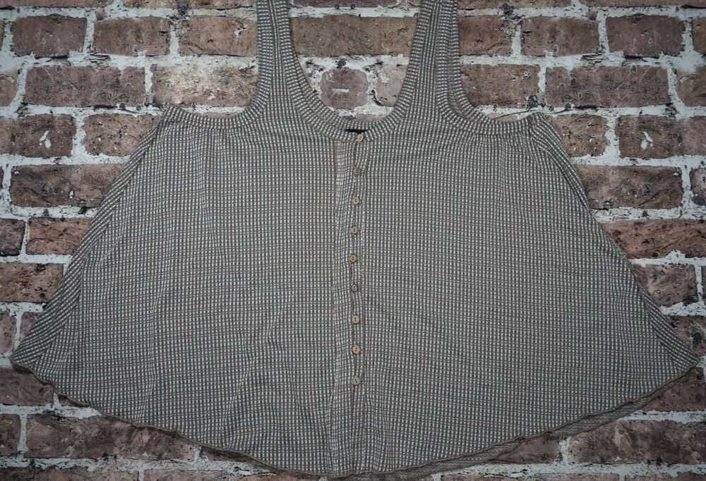Daytrip Womens M Oversized Tank Top Gray Waffle Knit Boho Beach Summer Casual